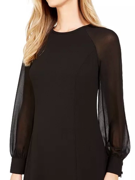 Calvin Klein Dresses & Skirts - Calvin Klein Black Long-Sleeve Sheer-Sleeve Dress